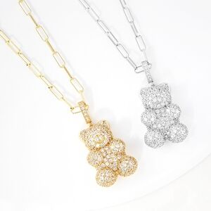 Gold and Silver Bear Pendant Necklaces